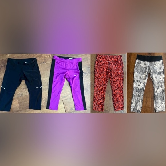 Nike cropped leggings bundle 4 pairs Sz small drifit - Picture 1 of 15